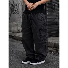 Calça Cargo Masculina/Feminina Streetwear Preta Mescla Cinza Grafite