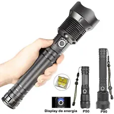 Lanterna P50/P90 LED 5000lm 3 Modos 5000MAH- Recarregável IPX7 para Acampamento, Pesca e Emergência