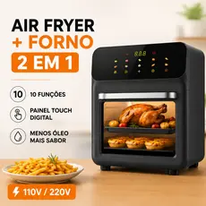 Air Fryer Oven 12L 2 em 1 Forno Elétrico Fritadeira Sem Óleo 10 Funções Painel Touch Digital