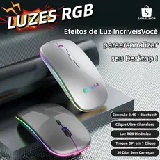 Mouse Sem Fio Wireless Para Laptop 2.4Ghz Bluetooth Recarregável Silencioso Para Tablet Telefone Android