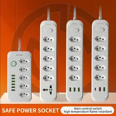 Proteção e Carregamento Rápido: Régua com 5 Tomadas + 3 USB, Potência 2500W, Cabo 2m, Bivolt