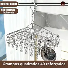 Varal com 40 Clipes de Inox - Prático e Retrátil para Roupas Íntimas