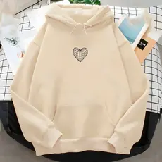 Moletom Feminino Coração Geometrico Minimalista 3D Moletom Blusa de Frio Flanelada Moletom Canguru