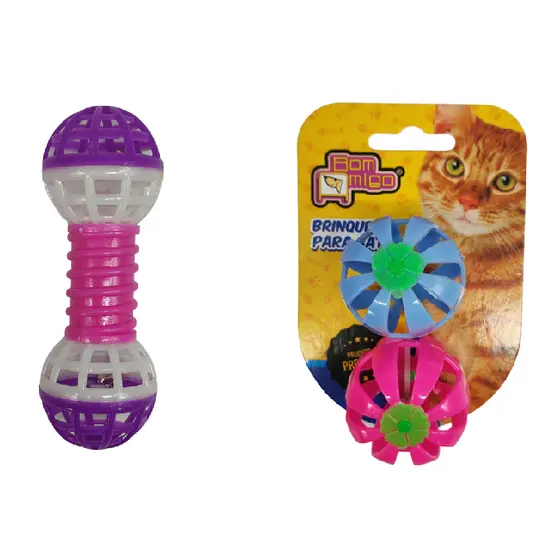 Kit Brinquedo para Gatos com Guizo – Bolinhas e Alteres - Qualidade Premium - Envio Imediato