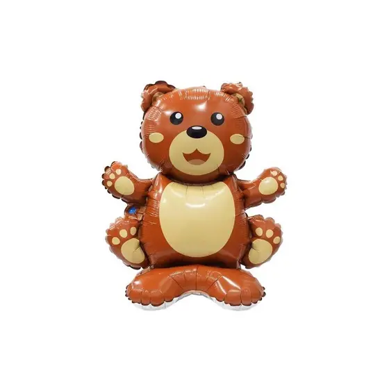 10 Balão Metalizado Urso Marrom 4D com Base