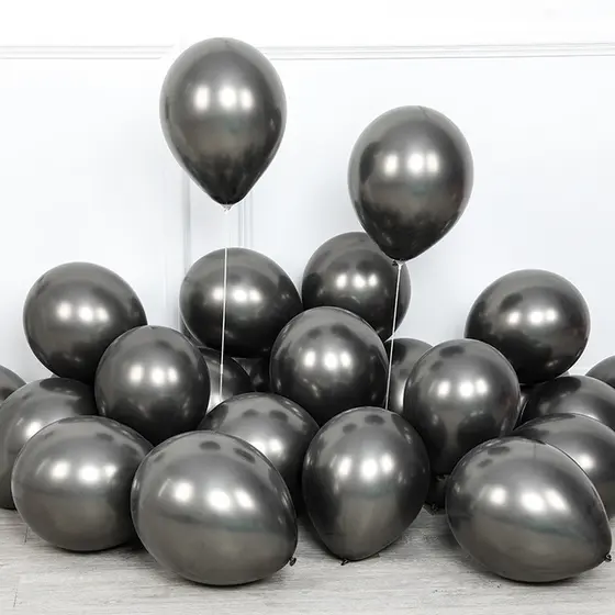 25 Balão Bexiga 10 Polegadas 25cm Preto Cromado Metalizado Alumínio Festas Decorações