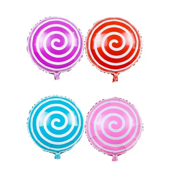 Kit c/ 12 Balão Metalizado Espiral Pirulito Rosa Azul Vermelho Lilás 45cm Festa Doces -3 cada cor