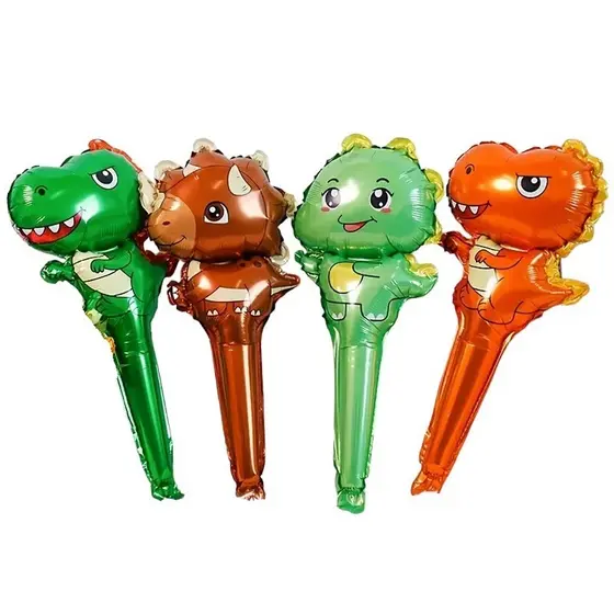 Kit c/ 20 Balão Metalizado Bastão Dinossauro T-rex 59cm - 5 Cada - Festa Decoração