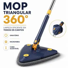 Mop Giratório Triangular Esfregão Limpeza Cantos 360° Graus Microfibra Refil