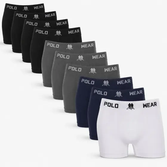 Kit 10 Cuecas Boxer Polo Wear Microfibra Sem Costura