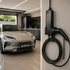 Suporte Premium Carregador Carro Elétrico Tipo 2 Parede BYD Volvo GWM Organizador de Cabo