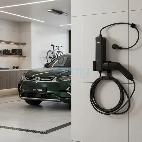 Suporte De Parede Do Cabo Carregador Carro Eletrico Tipo 2 Compatível com BYD - Suporte Byd
