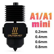 Hotend em Aço Compatível para Bambu Lab A1 / A1 Mini | 0.6mm 0.8mm | Alta Vazão e Durabilidade | Impressão 3D