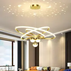 Lustre Pendente Moderno Dourado 3 Cores em 1 Ajustável Ideal para Sala de Estar Bar Cozinha e Jantar