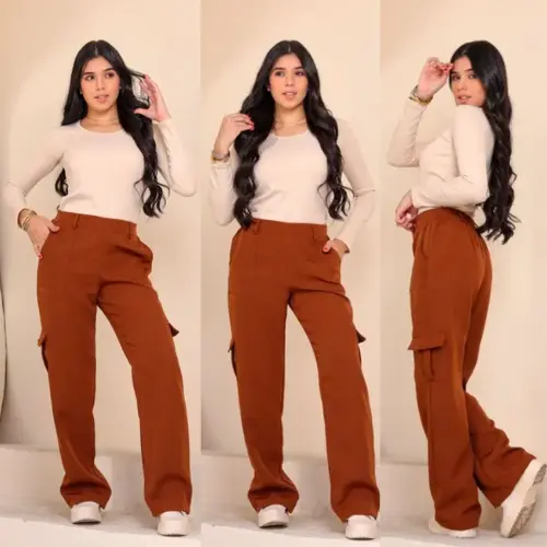 Calça wide Cargo para Menina/Feminina Juvenil Alfaiataria | Tamanhos 12 14 16 – Cintura Alta e Bolsos Laterais