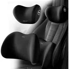 Conjunto De Almofada Para Cabeça E Lombar Veicular Apoio Cadeira Banco Carro Espuma De Memória