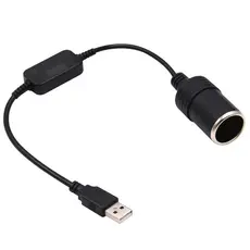 Adaptador De Acendedor De Cigarro USB Para Carro, Cabo Adaptador De Alimentação De 5 V Para 12 V