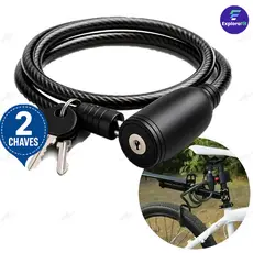 Cabo Trava Antifurto Aço 7,5mm x 65cm Cadeado Segurança Moto Bicicleta Portão Com 2 Chaves