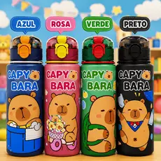 Garrafa Infantil Capivara Ultra Resistente Antivazamento com Bico Livre BPA kITS DO MESMO