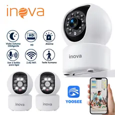 Inova Eletrônica Câmera Inteligente 2.4G Wi‑Fi– Full HD 3MP, Visão Noturna, App Iscee