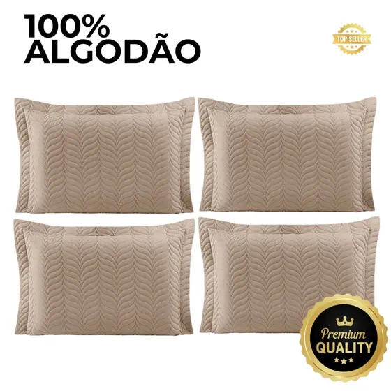 Kit 4 Porta Travesseiro 100% Algodão Zíper Capa de Travesseiro Matelado Com Debrum Macio Confortável