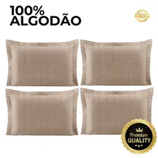 Kit 4 Porta Travesseiro 100% Algodão Zíper Capa de Travesseiro Matelado Com Debrum Macio Confortável