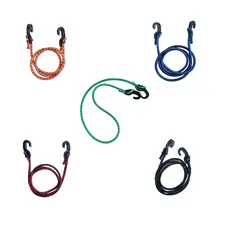 Corda Elástica Bagageiro Kit 5 Peças Colorido Gancho Plástico 2,0mt