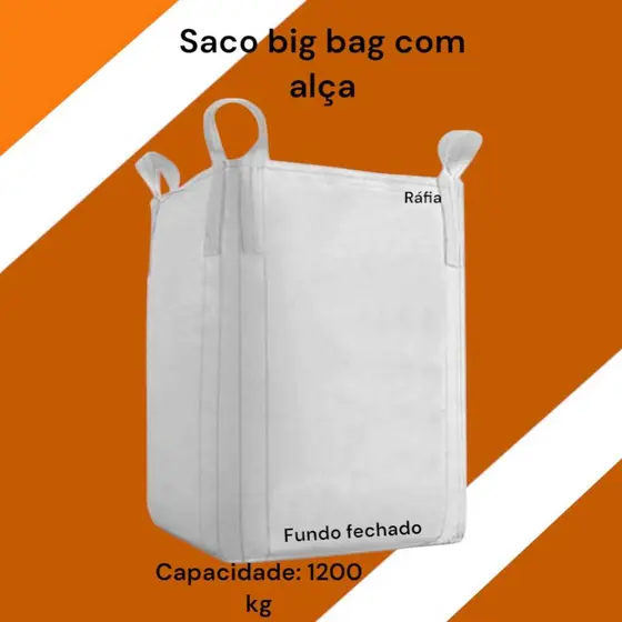 Saco Big Bag 90x90x120 cm 1200kg Resistente Reforçado 1m³ Reciclagem Ensacar Latinhas Ref C1