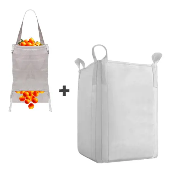 1 Saco Big Bag Com Alça + Sacola para Colher Laranja Com Fundo Falso e alça