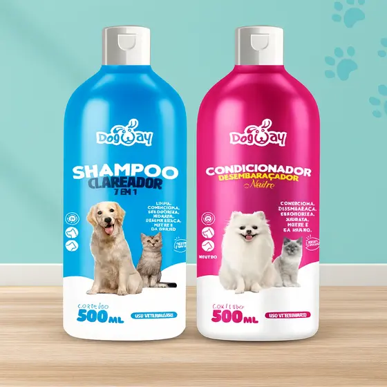 Kit Shampoo Clareador + Condicionador Desembaraçador Para Cachorros Genial 500ml