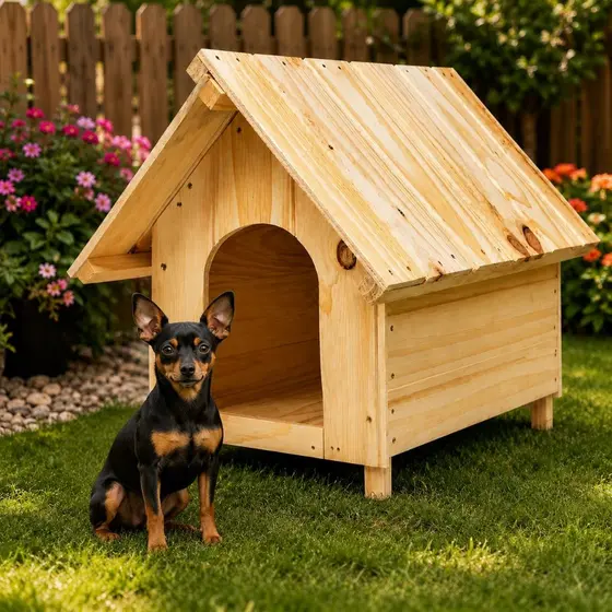 Casa Casinha De Cachorro Pet Madeira Pinus N°01 Porte Pequeno