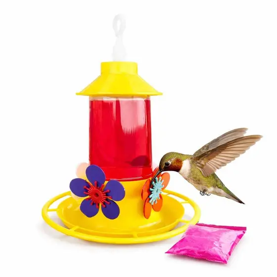 Bebedouro Beija Flor Com Poleiro + Néctar Saudável Para Pássaros