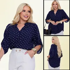 Camisa Social Feminina Elegante Casual Manga ¾ em Viscolinho
