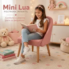 Cadeira Poltrona Infantil Mini Lua Estofada Em Veludo Premium Ideal Para Crianças 05 a 10 Anos Pes Palitos Decorativa