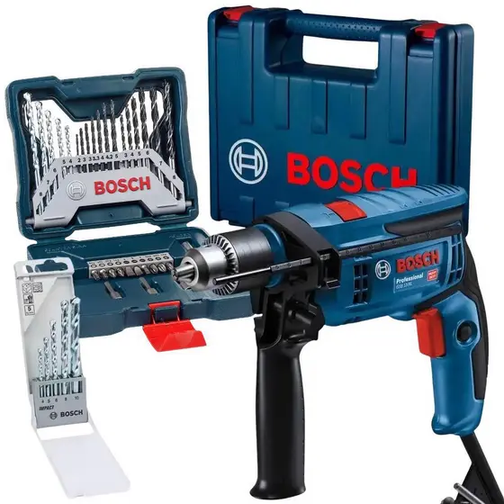 Furadeira de Impacto 1/2 POL 750W 12B8 com Maleta e Kit de Brocas 38 Peças BOSCH