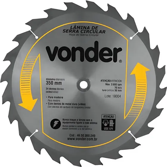 Serra Circular de Widea 14 POL 350 MM x 30 MM 24 Dentes VONDER