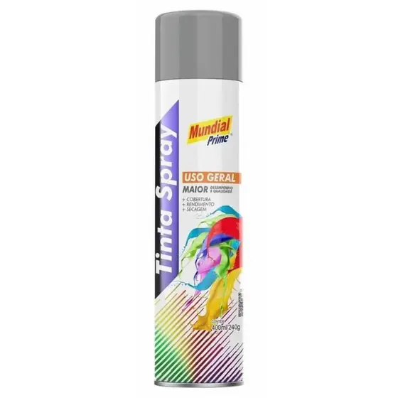 Tinta Spray Uso Geral 400 ML Cinza Médio MUNDIAL PRIME