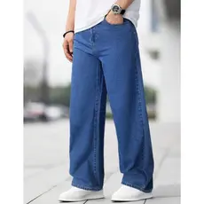 Calça Jeans Balão Masculina Infantil Juvenil Baggy Reta para Meninos Lançamento 10-16