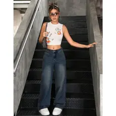 Calça Jeans Feminina Clara Denim Lançamento Algodão Confortável Básica Reta para Meninas Infantil Juvenil 04 ao 16