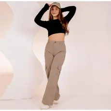Calça Jeans Wide Leg Color Infantil Juvenil para Meninas Denim Adolescente Com Ajuste 10 ao 16