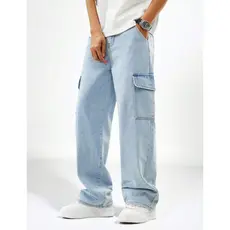 Calça Jeans Masculina Cargo Grafite Cargo Black Baggy Reta Menino Adolescente Infantil Juvenil 10-16
