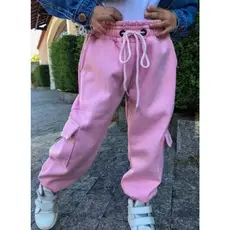 Calça Cargo de Moletom Peluciado Térmico Infantil Juvenil de Menina Com Punho e Cintura Elástica 08 até 16 anos