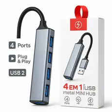Hub USB 4 em 1 Alumínio Portátil – 4 Portas USB 2.0, Plug & Play para Notebook e PC Envio Imediato !