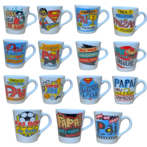 Caneca Porcelana Dia dos Pai Xícara Café Personalizada Feliz dia dos Pais