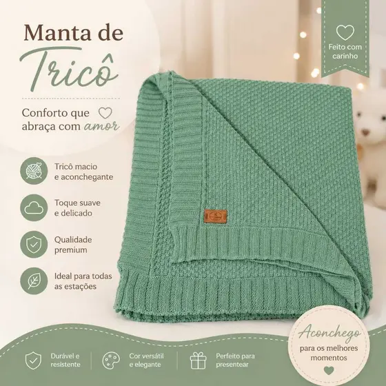 Manta Bebê Tricot Cobertor Saída Maternidade Conforto