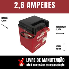 Bateria Titan 99 - 2,6 Amperes - Selada - Livre de Manutenção - Moto Honda CG 125 XL 125 XLR 125