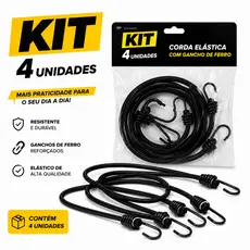 Kit 04 peças Corda Elástica Bagageiro Extensor Moto Bike Resistente Gancho de Ferro