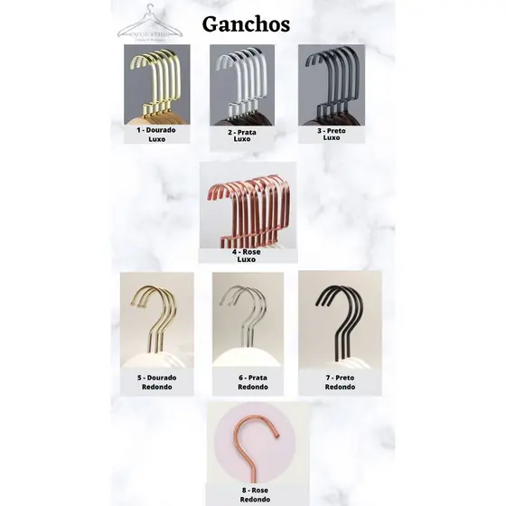 Kit 10 Gancho Luxo Para Cabides de Madeira Ver Descrição