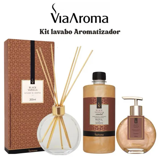 Kit Lavabo Casa Cheirosa Via Aroma Difusor + Sabonete + Refil