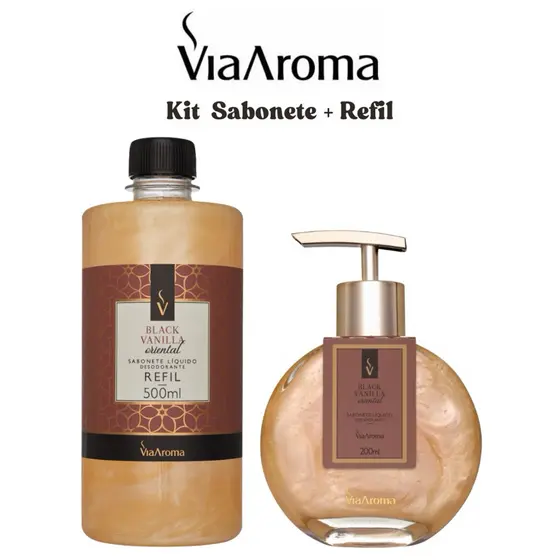 Refil Sabonete Liquido 500ml Via Aroma + Sabonete Liquido 200m